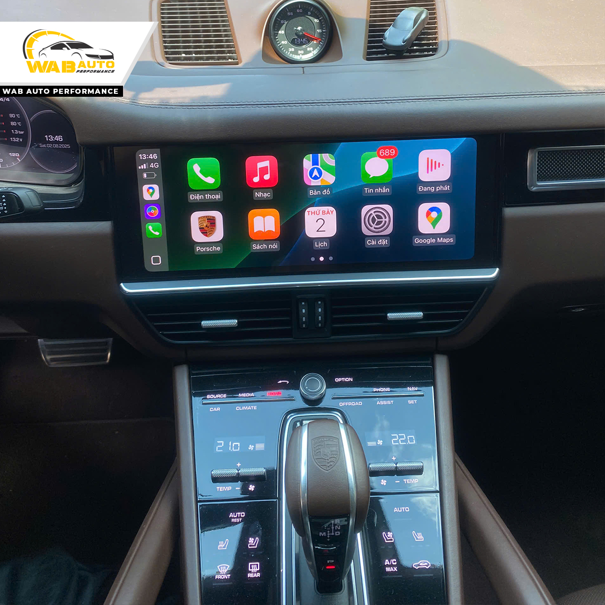 Porsche Cayenne S 9YA - 2021 nâng cấp màn hình Apple carplay full screen và kết nối không dây tại WAB Auto