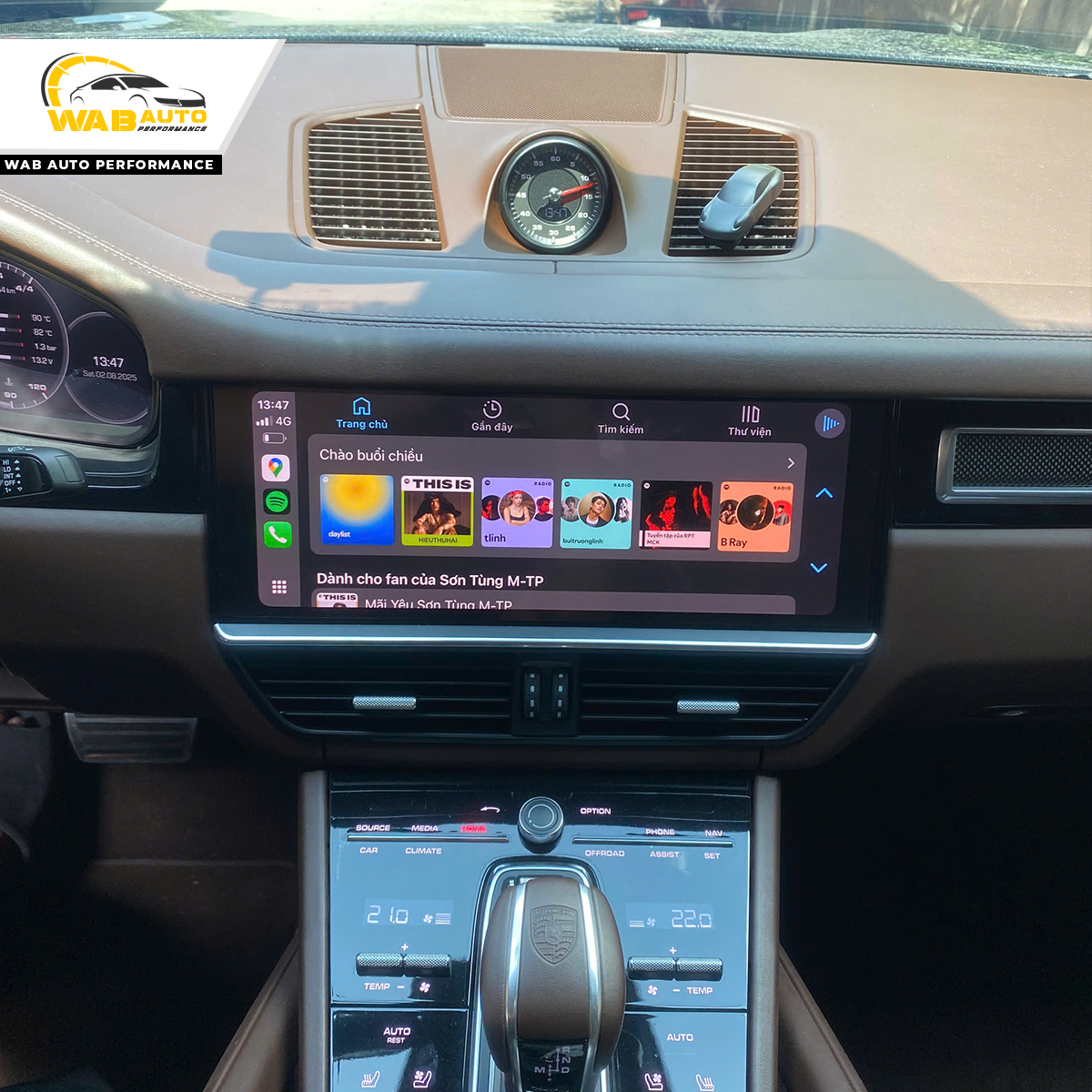 Porsche Cayenne S 9YA - 2021 nâng cấp màn hình Apple carplay full screen và kết nối không dây tại WAB Auto