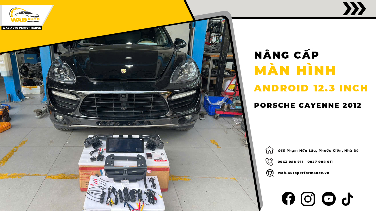 Nâng Cấp Màn Hình Android 12.3 Inch Porsche Cayenne Turbo 2012