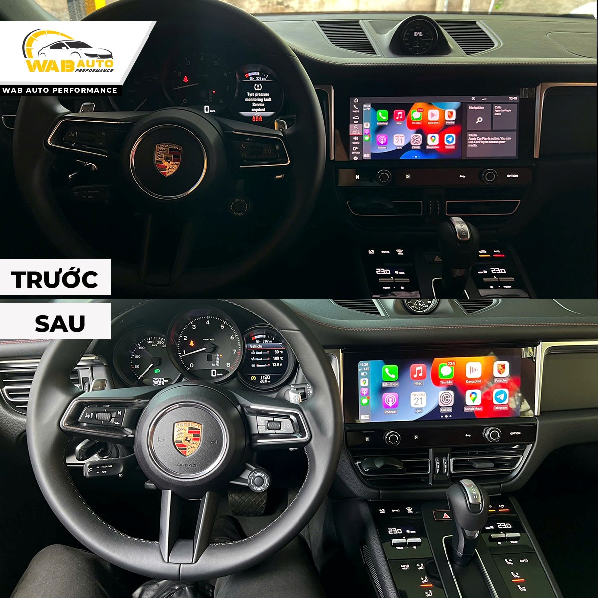 Porsche Macan 2024 nâng cấp màn hình Apple carplay full screen và kết nối không dây