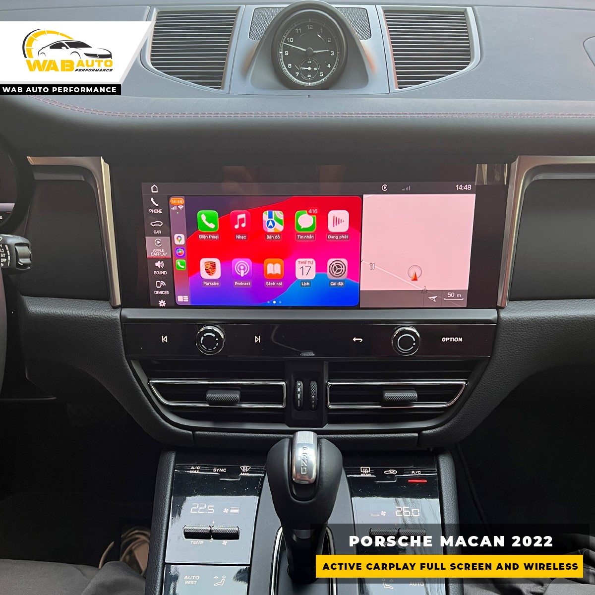 Porsche Macan 2022 nâng cấp carplay full màn và kết nối wireless không dây 
