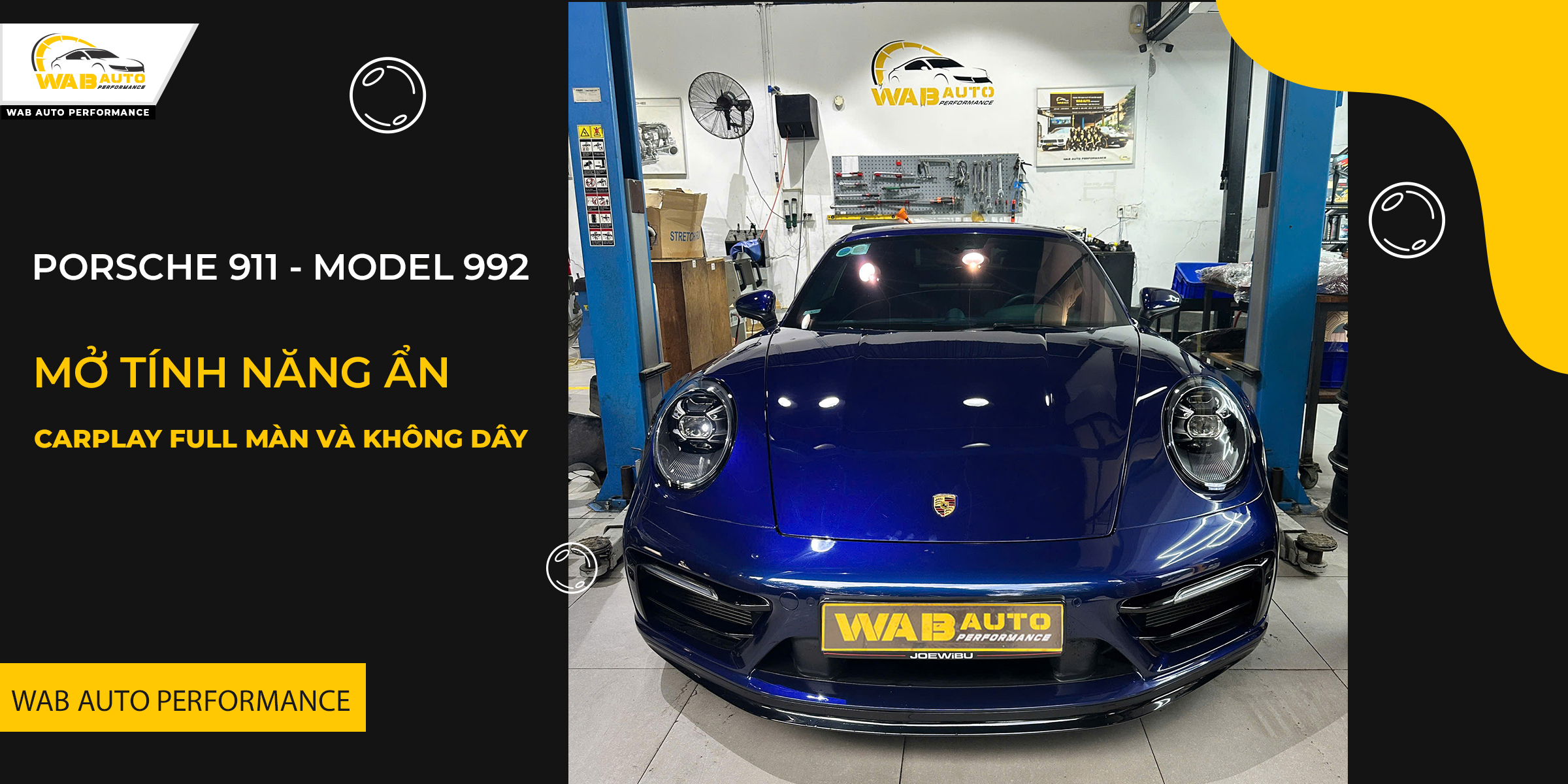 Porsche 911 Model 992 Carrera S 2021 nâng cấp carplay không dây và full màn tại WAB Auto.