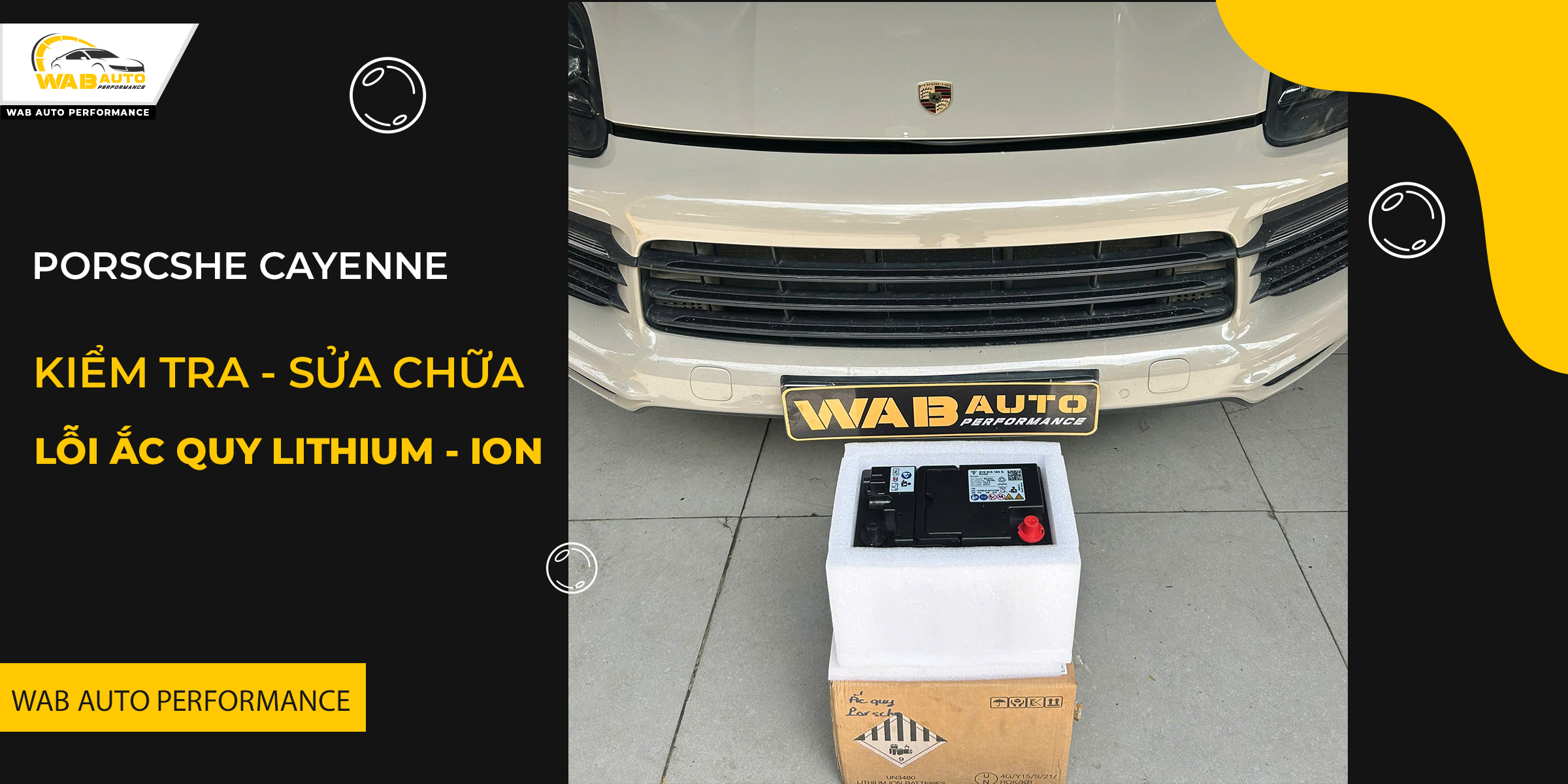 Thay thế bình Ắc quy Lithium OEM dành cho Porsche Cayenne V6 9YA 2019